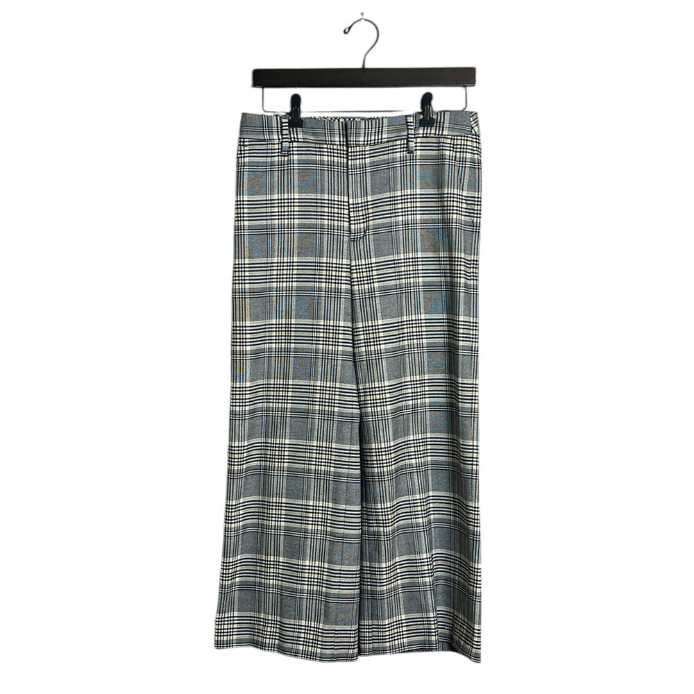 Banana Republic Black White and Yellow Plaid Everybody Wide Leg Cropped Pants 4 - Picture 3 of 11